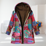 Constance - Manteau patchwork rose et turquoise