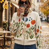 Bérénice - Cardigan zippé à imprimé fleurs sauvages