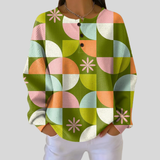 Solange - Pull à cercles rétro vert olive