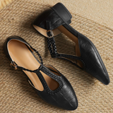 Élisabeth - Chaussures en cuir à bride et détail tressé