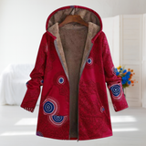 Alix - Manteau rouge à motif mandala