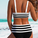 Victoire - Bikini rayé taille haute