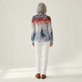 Alix - Pull de Noël bleu clair à sapin
