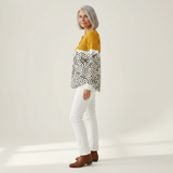 Livie - Pull jaune moutarde à pois