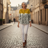 Livie - Pull jaune moutarde à pois