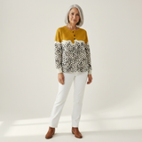 Livie - Pull jaune moutarde à pois