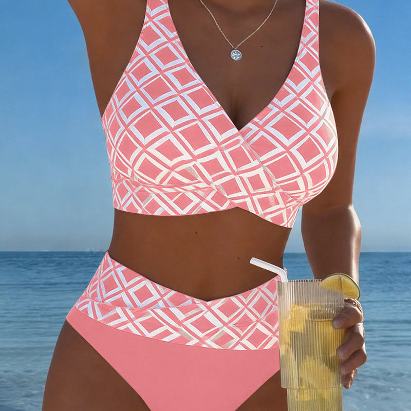 Sixtine - Bikini Deux Pièces Avec Soutien-Gorge En Découpe Et Motif Diamant