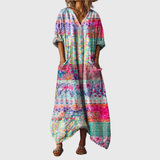 Robe Maxi Souple à Imprimé Coloré