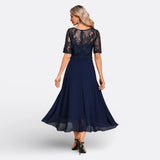 Ana - Vestido Midi com Renda Bordada