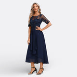 Ana - Vestido Midi com Renda Bordada