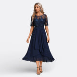 Ana - Vestido Midi com Renda Bordada