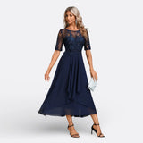 Ana - Vestido Midi com Renda Bordada