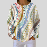 Lucienne - Pull à rayures ondulées et motifs