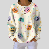 Léonie - Pull crème à citrouilles d'Halloween