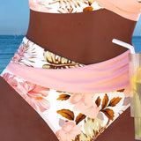 Lorraine - Bikini avec imprimé floral contrastant et fente