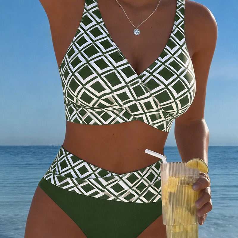 Sixtine - Bikini Deux Pièces Avec Soutien-Gorge En Découpe Et Motif Diamant
