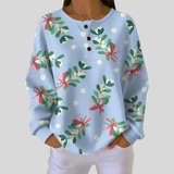 Roseline - Pull bleu ciel à branches de gui