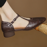 Élisabeth - Chaussures en cuir à bride et détail tressé