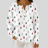 Bernadette - Pull blanc à sapins verts et rouges
