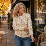 Danielle - Cardigan zippé à imprimé floral crème