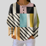 Carine - Pull patchwork géométrique noir et blanc