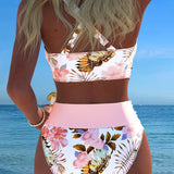 Lorraine - Bikini avec imprimé floral contrastant et fente