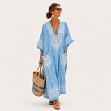 Mathilde - Kaftan Bleu Ciel Ethnique