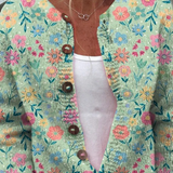 Livie - Cardigan vert d'eau à fleurs colorées