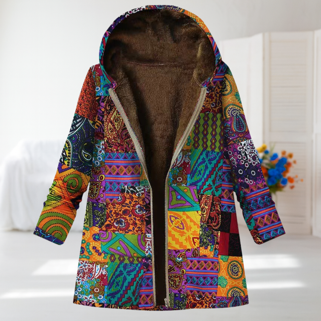 Régine - Manteau patchwork multicolore bohème