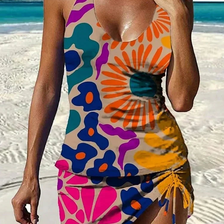 Tankini fleuri Fiesta avec short assorti, effet ventre plat