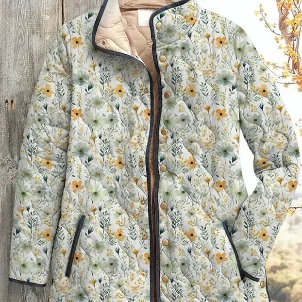Olympe - Veste matelassée crème à fleurs des prés