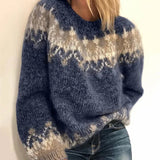 Noëlle - Pull d'esprit vintage à empiècement nordique en laine épaisse