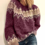 Noëlle - Pull d'esprit vintage à empiècement nordique en laine épaisse