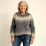 Noëlle - Pull d'esprit vintage à empiècement nordique en laine épaisse