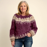Noëlle - Pull d'esprit vintage à empiècement nordique en laine épaisse