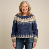Noëlle - Pull d'esprit vintage à empiècement nordique en laine épaisse