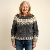 Noëlle - Pull d'esprit vintage à empiècement nordique en laine épaisse