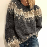 Noëlle - Pull d'esprit vintage à empiècement nordique en laine épaisse