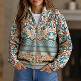 Olivia - Cardigan zippé à imprimé botanique vintage