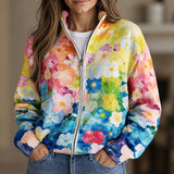 Nathalie - Cardigan zippé à imprimé floral en dégradé
