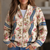 Camille - Cardigan zippé à imprimé roses grimpantes