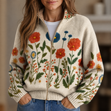 Bérénice - Cardigan zippé à imprimé fleurs sauvages