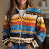 Jeanne - Cardigan zippé à chevrons multicolores