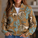 Capucine - Cardigan zippé à imprimé chevaux et cactus
