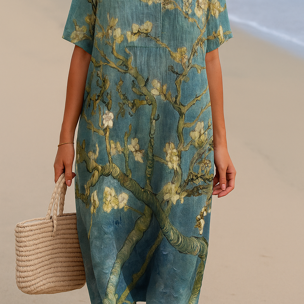 Marine - Robe Florale en Vert d'Eau
