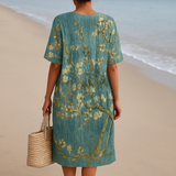 Marine - Robe Florale en Vert d'Eau