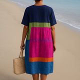 Isadora - Robe de Blocs Colorés Vibrants