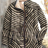 Émilie - Veste matelassée à fines rayures noir et crème