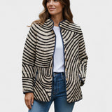 Émilie - Veste matelassée à fines rayures noir et crème