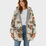 Florentine - Manteau crème à grandes feuilles orange